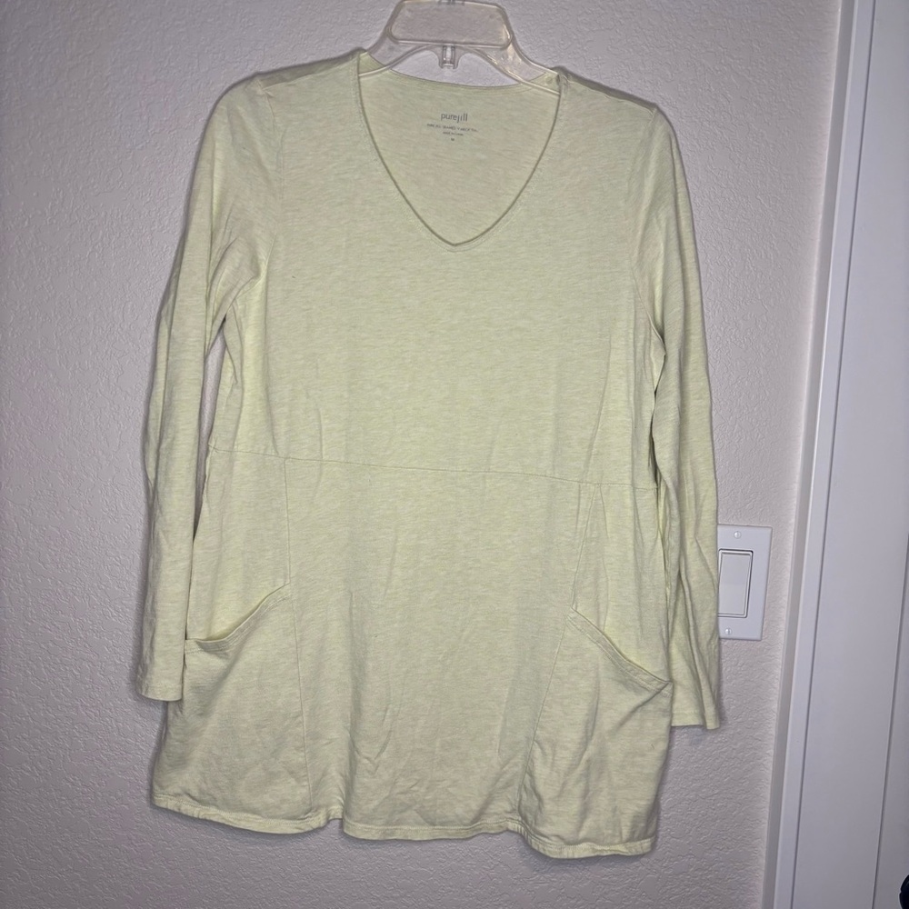 J. Jill Pale‎ Yellow /Cream Long Sleeve Tunic